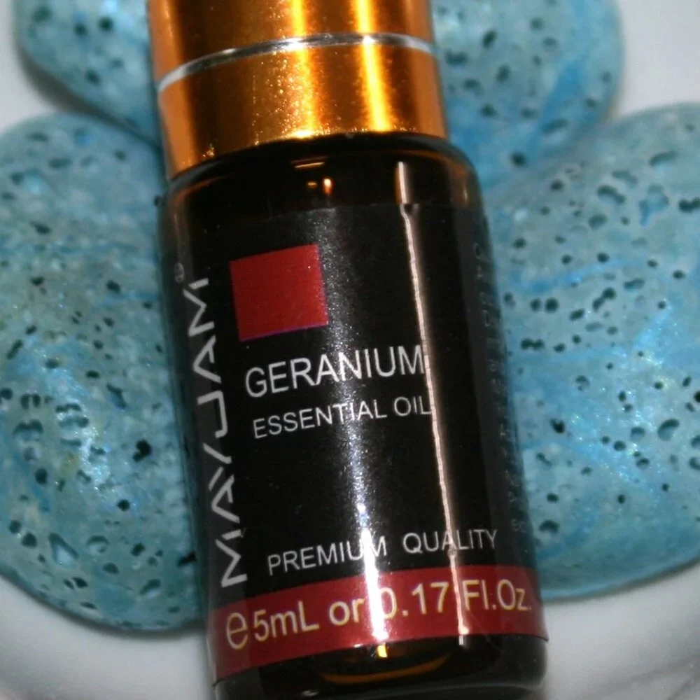 HAND CRAFTED 2 Geranium Aroma Stones Aromatherapy Essential Oil Diffuser Pair